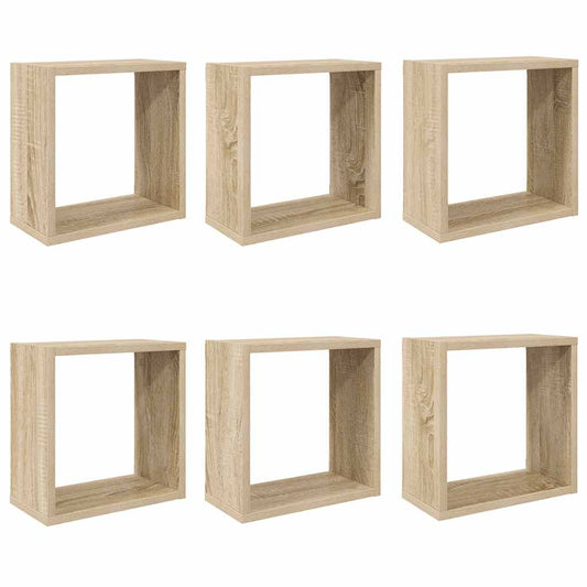 Wall Cube Shelves 6 pcs Sonoma Oak 30x15x30 cm