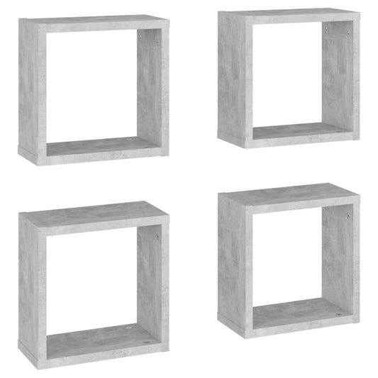 Cube Shelf |  Set of 4 | Concrete grey | Engineered wood