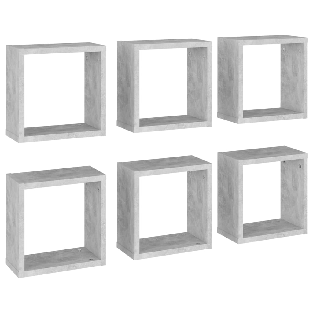 Cube Shelf | Set of 6 | Concrete Grey | Engineered wood | Medium