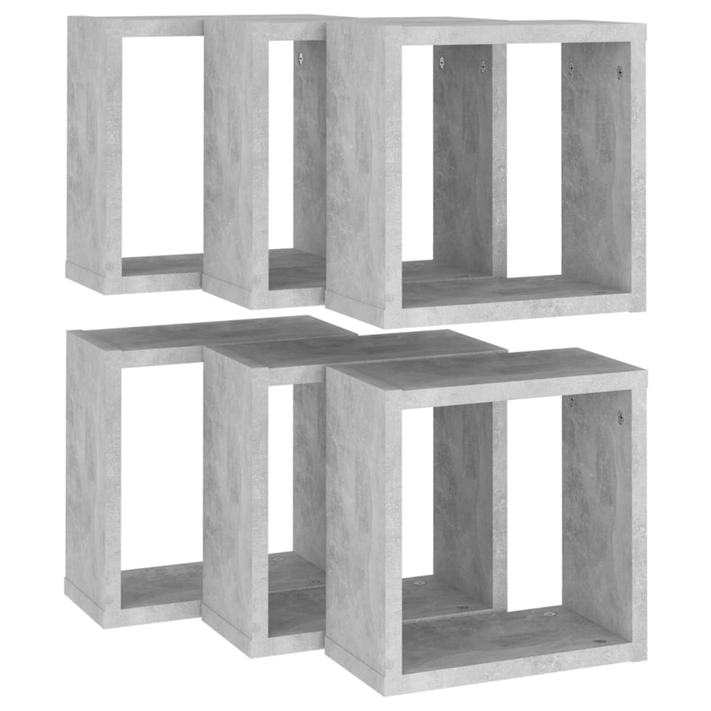 Cube Shelf | Set of 6 | Concrete Grey | Engineered wood | Medium