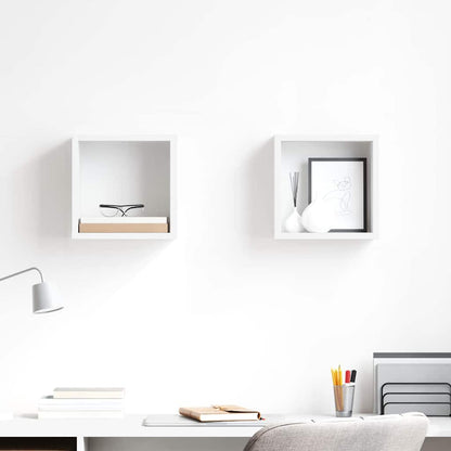 Wall Cube Shelves 2 pcs White 26x15x26 cm