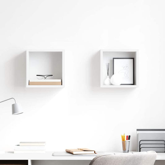 Wall Cube Shelves 2 pcs White 26x15x26 cm