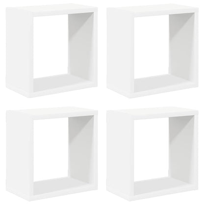 Wall Cube Shelves 4 pcs White 26x15x26 cm