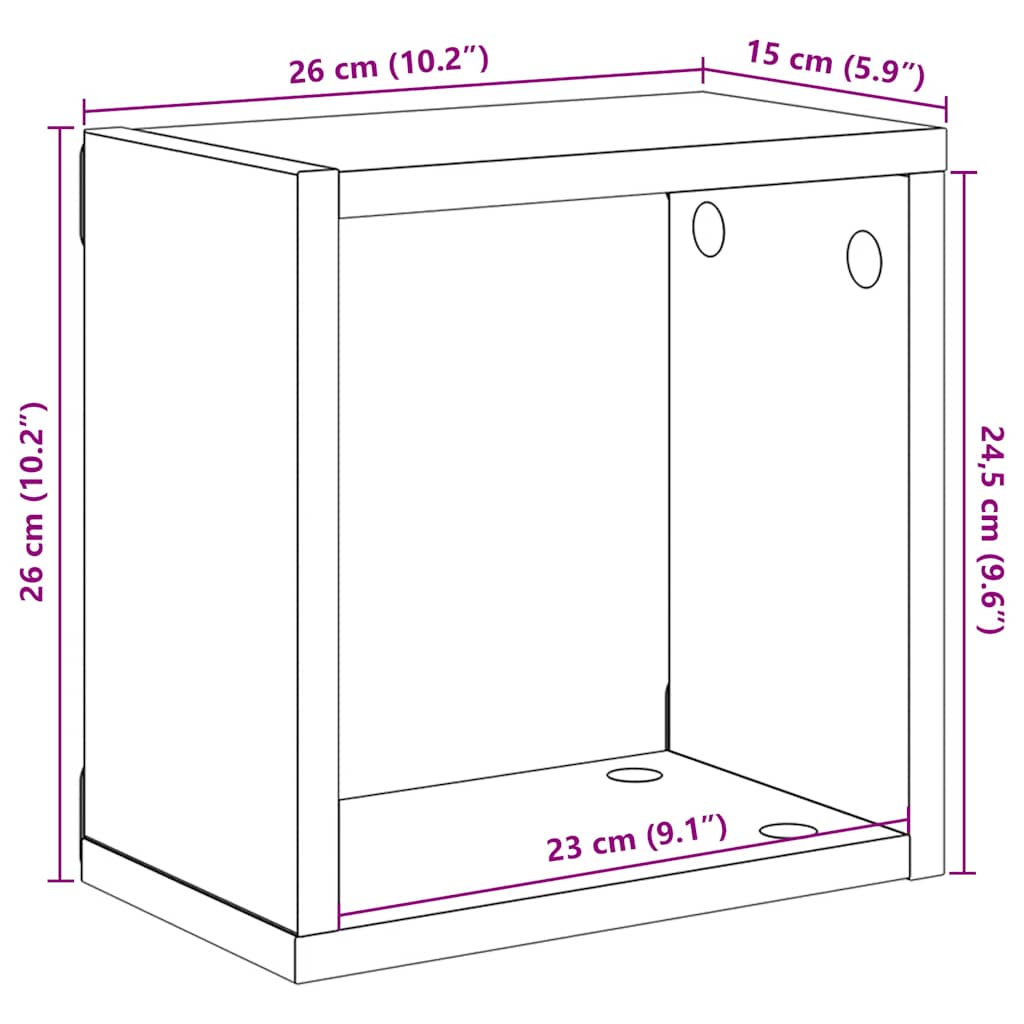 Wall Cube Shelves 4 pcs White 26x15x26 cm