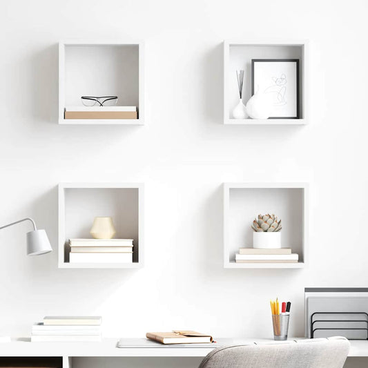 Wall Cube Shelves 4 pcs White 26x15x26 cm