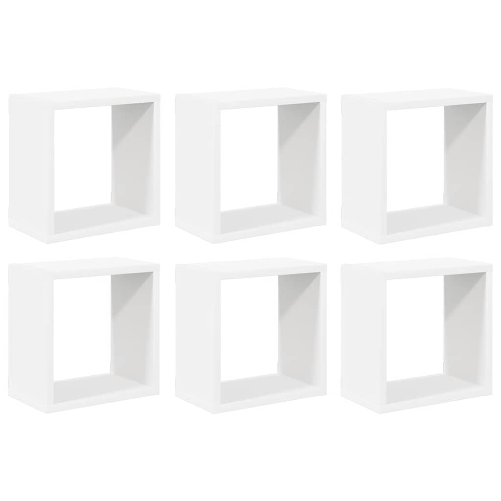 Wall Cube Shelves 6 pcs White 26x15x26 cm