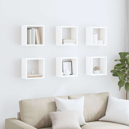 Wall Cube Shelves 6 pcs White 26x15x26 cm
