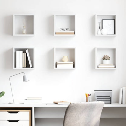 Wall Cube Shelves 6 pcs White 26x15x26 cm