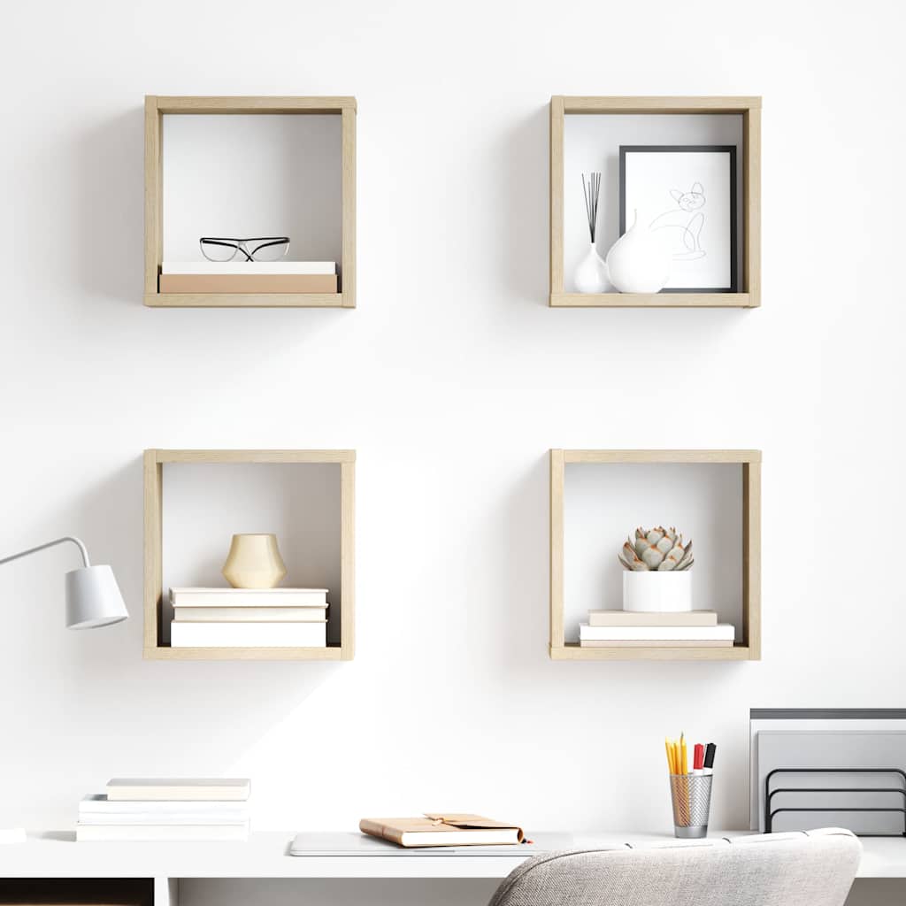 Wall Cube Shelves 4 pcs Sonoma Oak 26x15x26 cm
