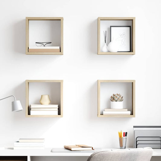 Wall Cube Shelves 4 pcs Sonoma Oak 26x15x26 cm