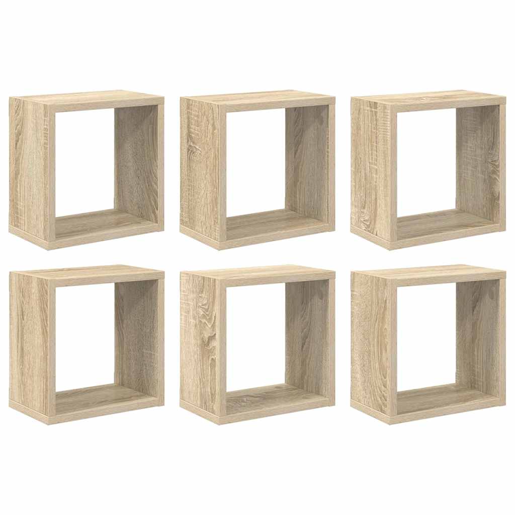 Wall Cube Shelves 6 pcs Sonoma Oak 26x15x26 cm