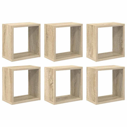 Wall Cube Shelves 6 pcs Sonoma Oak 26x15x26 cm