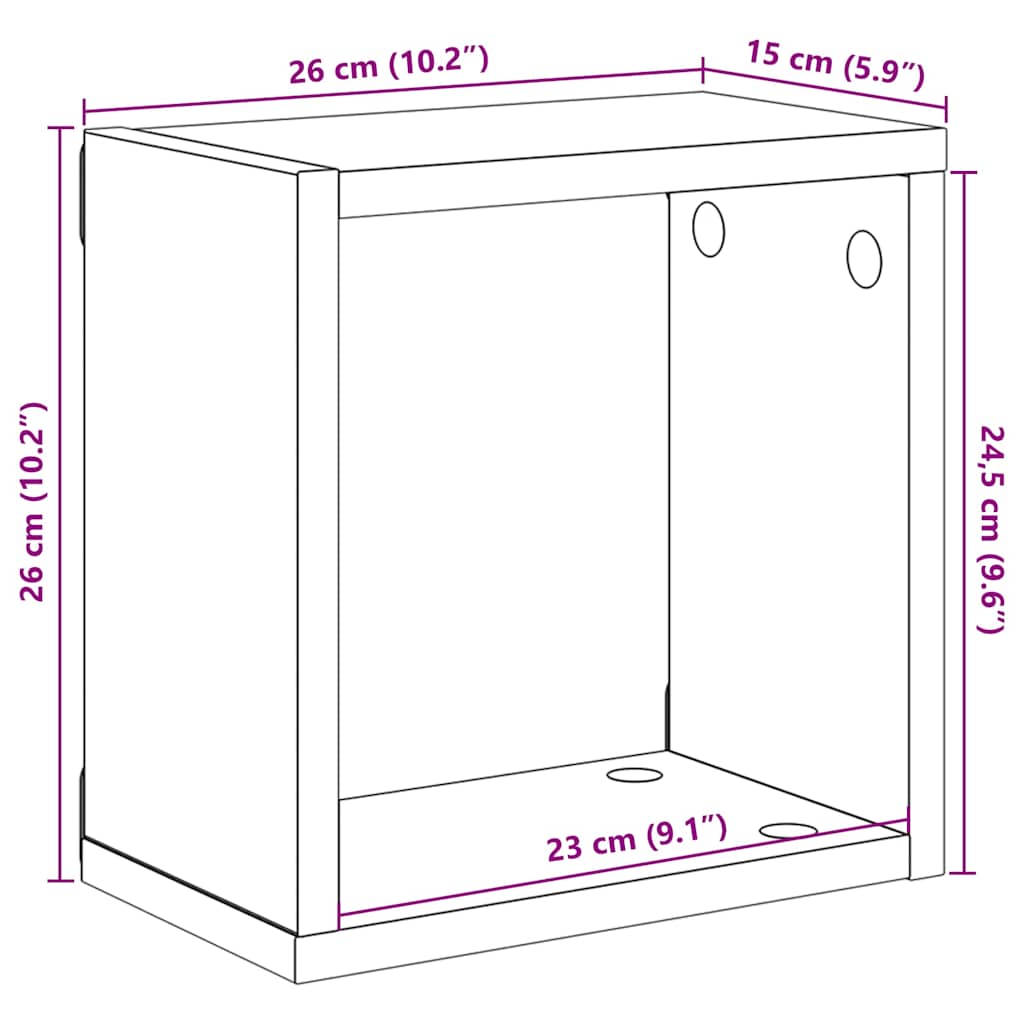 Wall Cube Shelves 6 pcs Sonoma Oak 26x15x26 cm