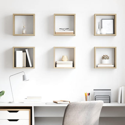 Wall Cube Shelves 6 pcs Sonoma Oak 26x15x26 cm