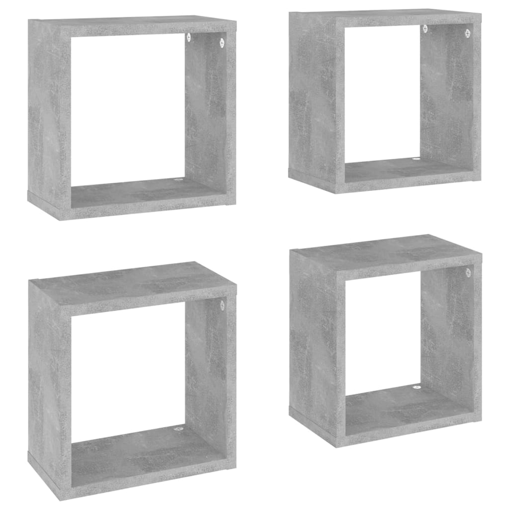 Cube Shelf | Set of 4 | Concrete grey | Engineered wood | Medium