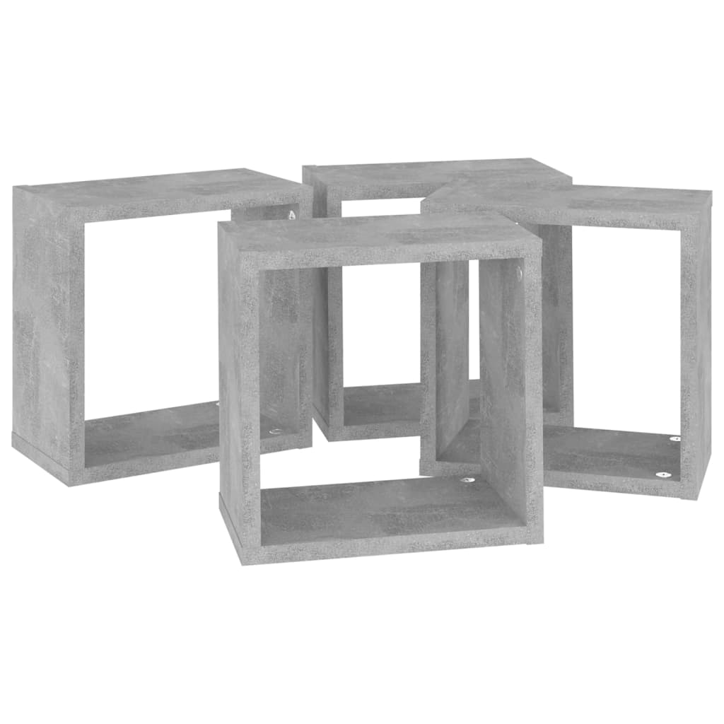 Cube Shelf | Set of 4 | Concrete grey | Engineered wood | Medium