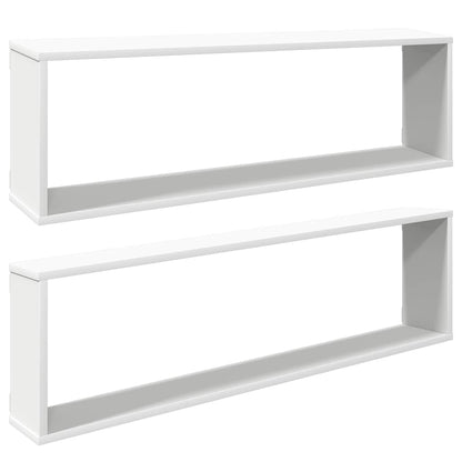 Wall Cube Shelf 2 pcs White 100x15x30 cm Engineered Wood