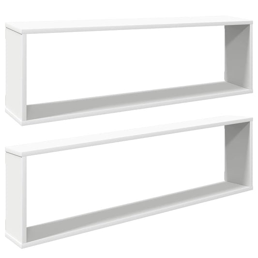 Wall Cube Shelf 2 pcs White 100x15x30 cm Engineered Wood