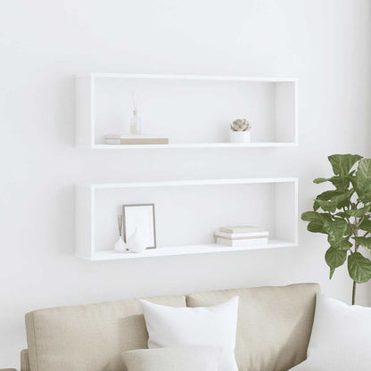 Wall Cube Shelf 2 pcs White 100x15x30 cm Engineered Wood