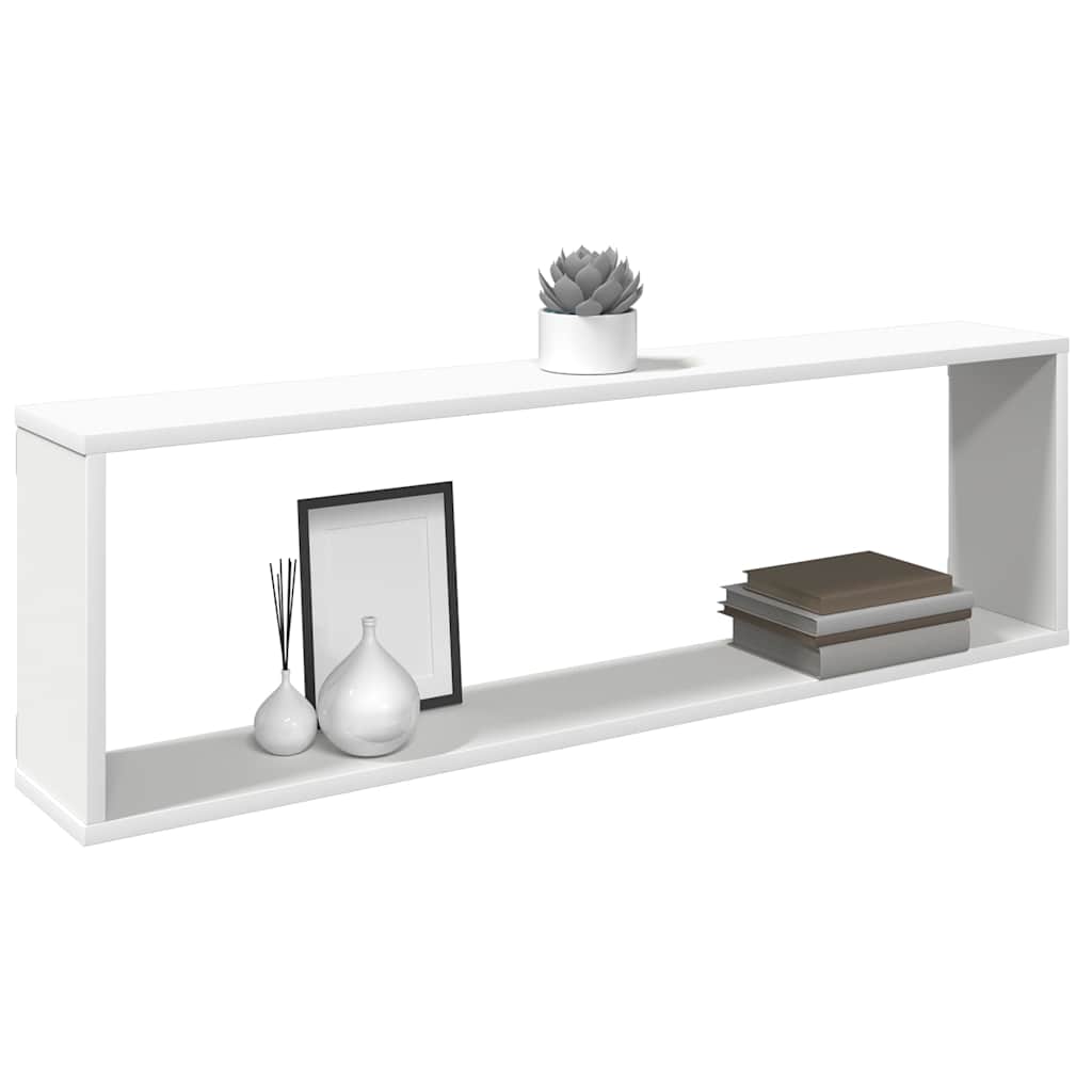 Wall Cube Shelf 2 pcs White 100x15x30 cm Engineered Wood