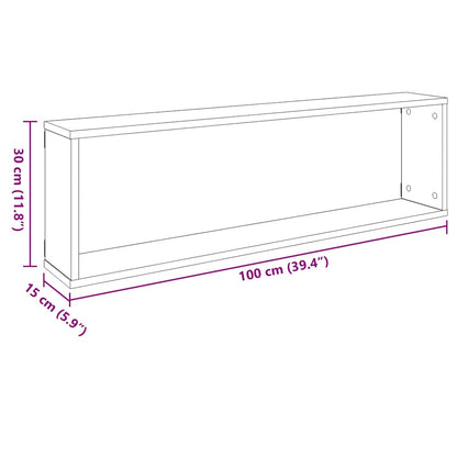 Wall Cube Shelf 2 pcs White 100x15x30 cm Engineered Wood