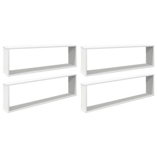 Wall Cube Shelf 4 pcs White 100x15x30 cm Engineered Wood