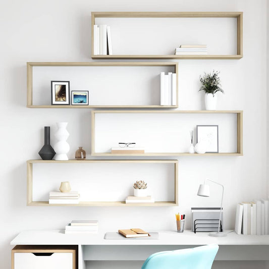Wall Cube Shelf 4 pcs Sonoma Oak 100x15x30 cm Engineered Wood