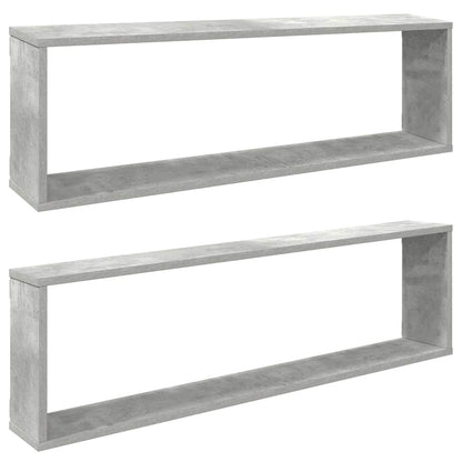 Wall Cube Shelf 2 pcs Concrete Grey 100x15x30 cm Engineered Wood