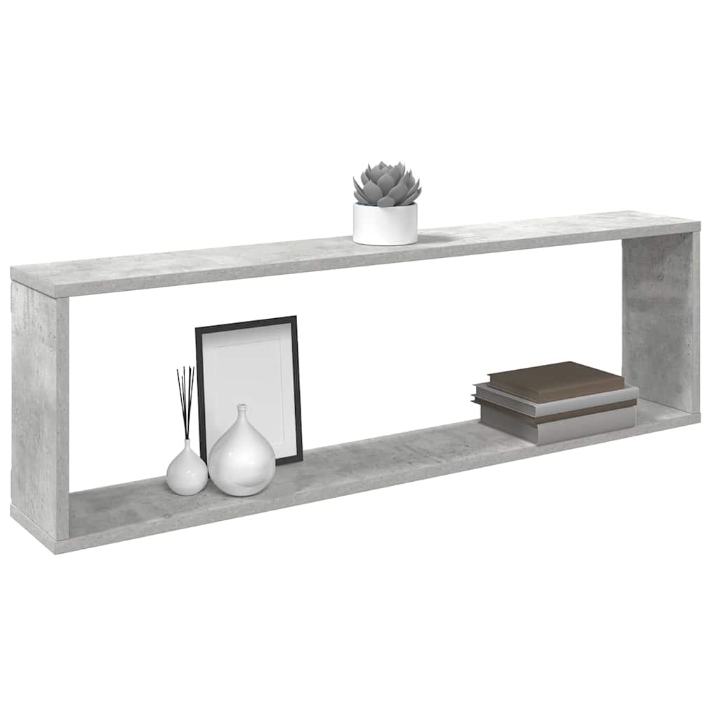 Wall Cube Shelf 2 pcs Concrete Grey 100x15x30 cm Engineered Wood
