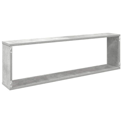 Wall Cube Shelf 2 pcs Concrete Grey 100x15x30 cm Engineered Wood