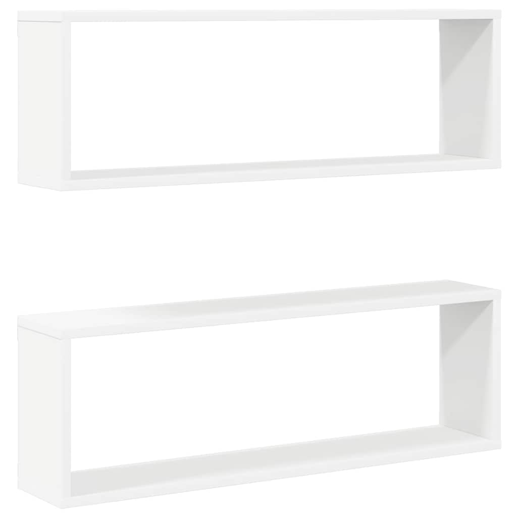 Wall Cube Shelf 2 pcs White 80x15x26.5 cm Engineered Wood