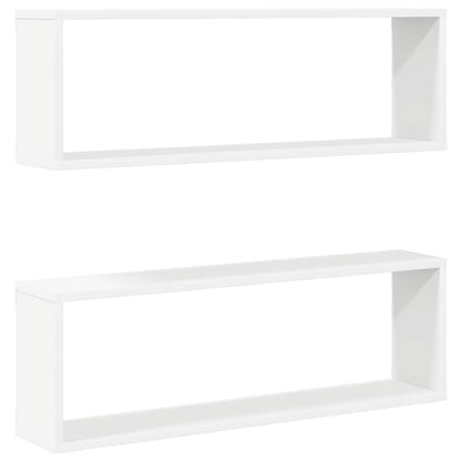Wall Cube Shelf 2 pcs White 80x15x26.5 cm Engineered Wood