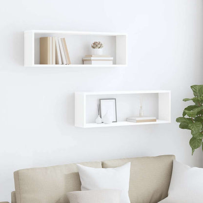 Wall Cube Shelf 2 pcs White 80x15x26.5 cm Engineered Wood