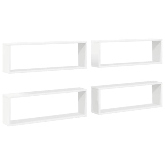 Wall Cube Shelf 4 pcs White 80x15x26.5 cm Engineered Wood