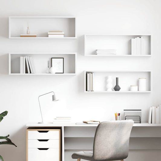 Wall Cube Shelf 4 pcs White 80x15x26.5 cm Engineered Wood