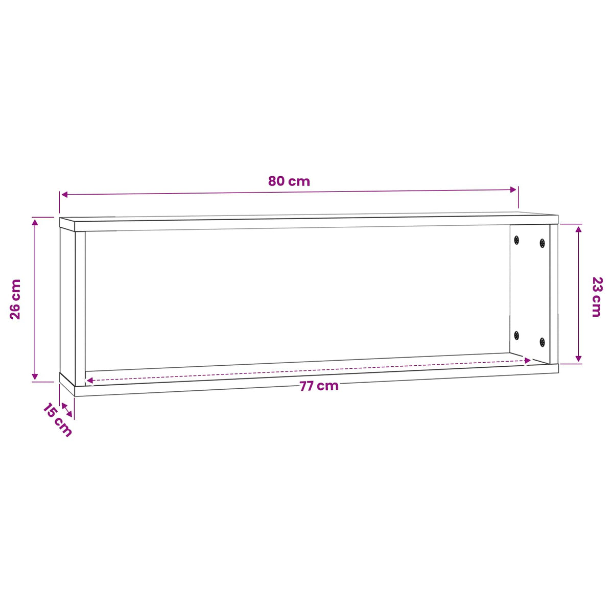 807107 vidaXL Wall Cube Shelves 4 pcs White 80x15x26,5 cm Engineered Wood
