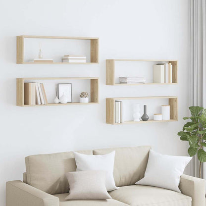 Wall Cube Shelf 4 pcs Sonoma Oak 80x15x26.5 cm Engineered Wood
