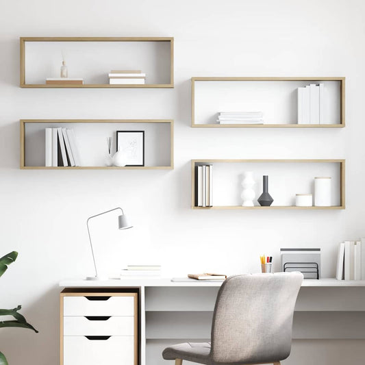 807116 vidaXL Wall Cube Shelves 4 pcs Sonoma Oak 80x15x26,5 cm Engineered Wood