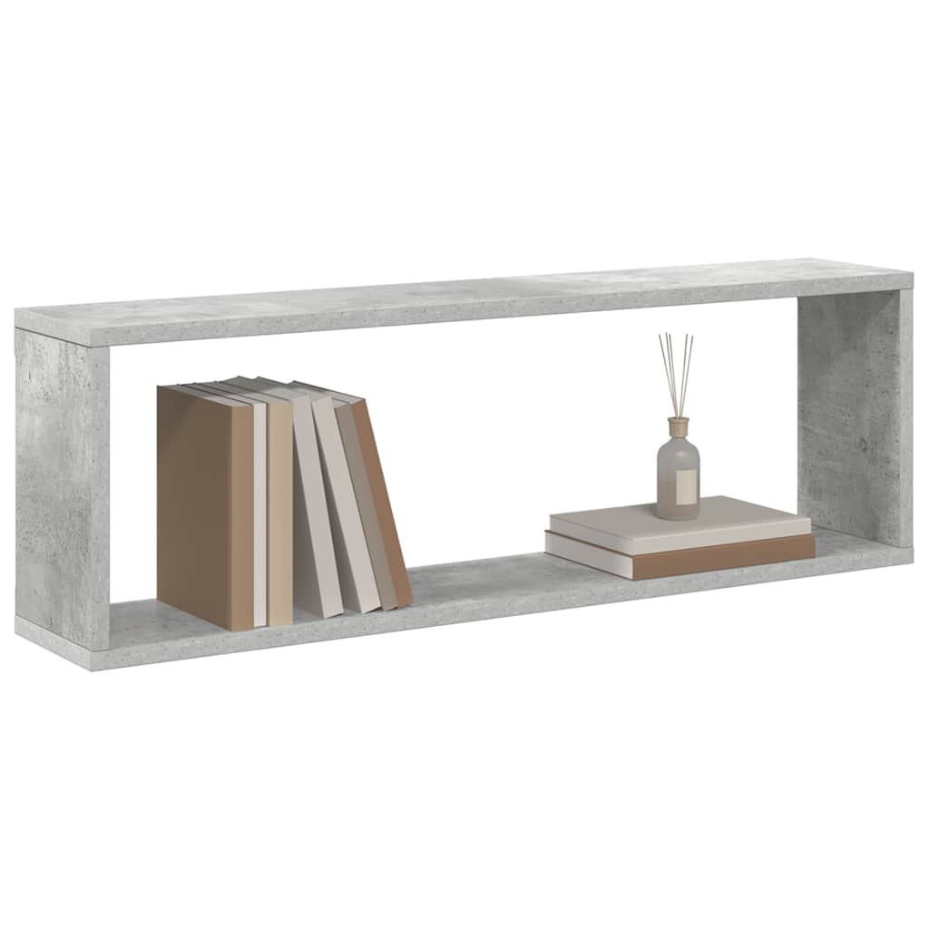Wall Cube Shelf 2 pcs Concrete Grey 80x15x26.5 cm Engineered Wood