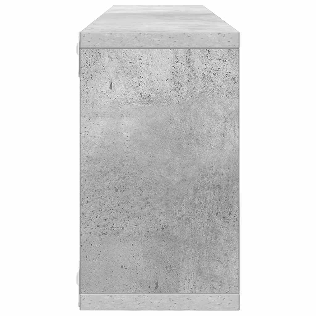 Wall Cube Shelf 2 pcs Concrete Grey 80x15x26.5 cm Engineered Wood