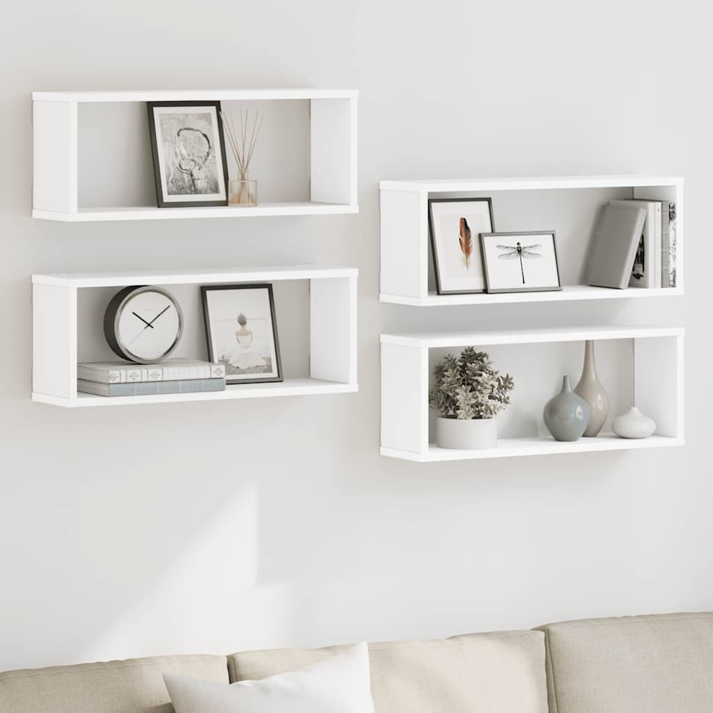 Wall Cube Shelf 4 pcs White 60x15x23 cm Engineered Wood
