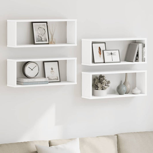 Wall Shelf | Set of 4 | White | Engineered wood | 60 cm x 15 cm x 23 cm