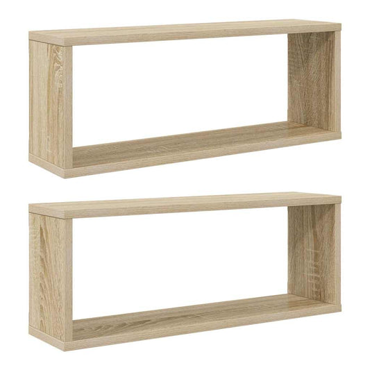 Wall Cube Shelf 2 pcs Sonoma Oak 60x15x23 cm Engineered Wood