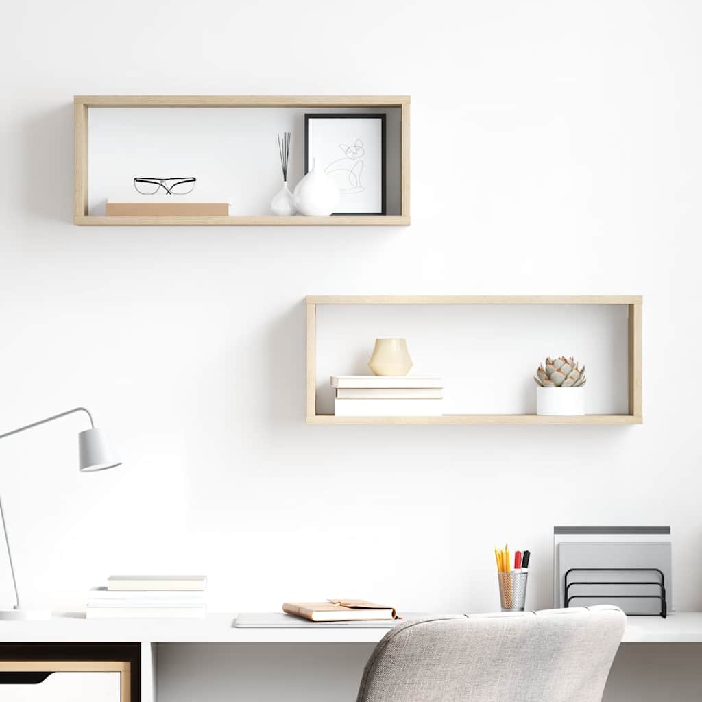 Wall Cube Shelf 2 pcs Sonoma Oak 60x15x23 cm Engineered Wood