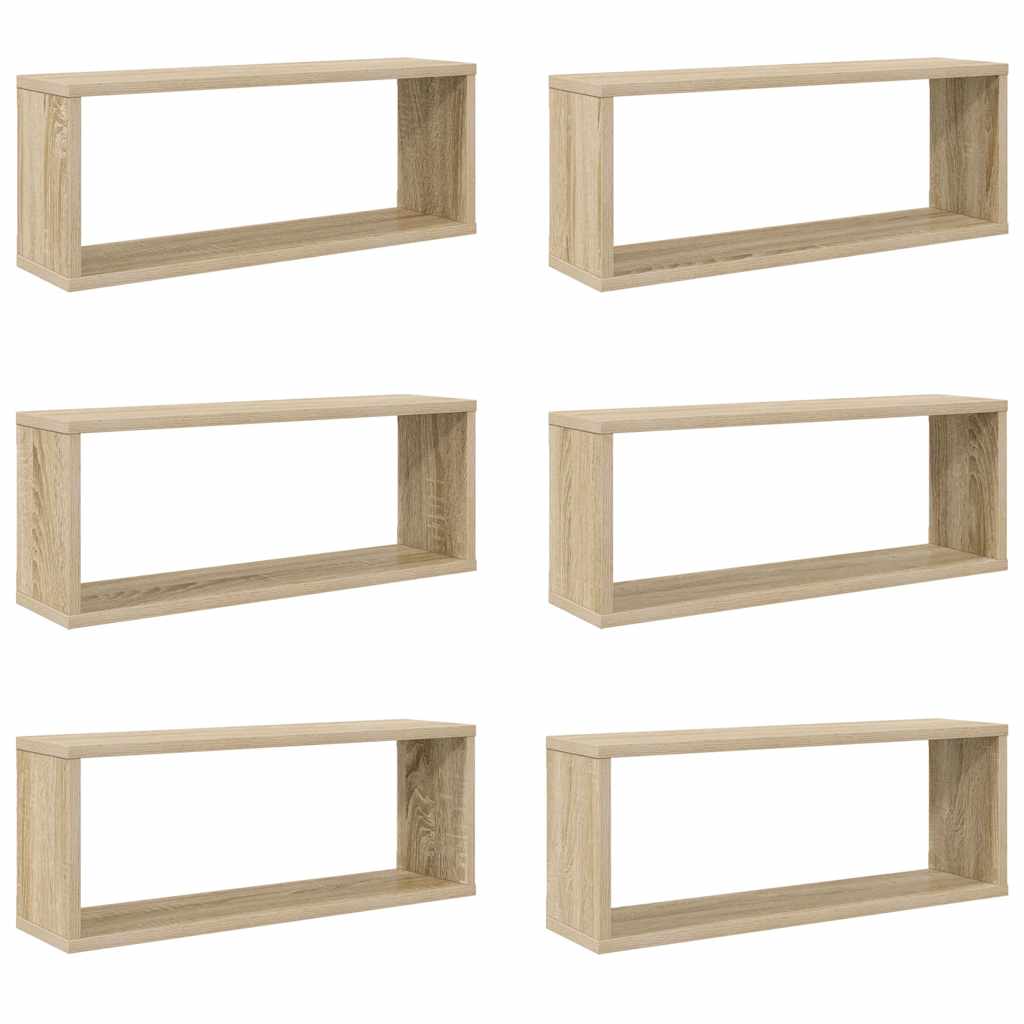Wall Cube Shelf 6 pcs Sonoma Oak 60x15x23 cm Engineered Wood