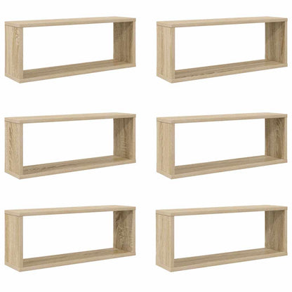 Wall Cube Shelf 6 pcs Sonoma Oak 60x15x23 cm Engineered Wood