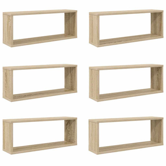 Wall Cube Shelf 6 pcs Sonoma Oak 60x15x23 cm Engineered Wood