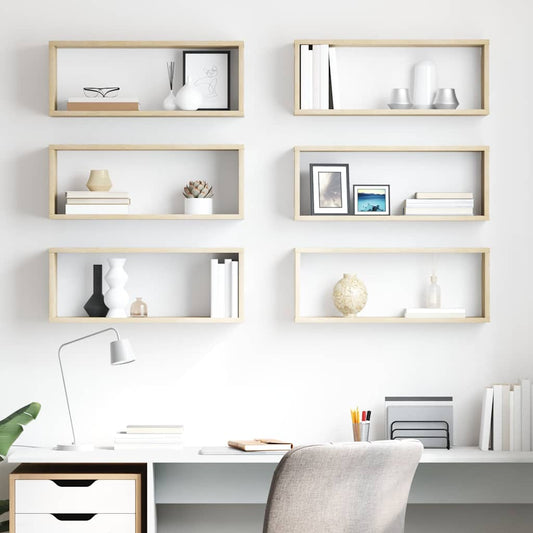Wall Cube Shelf 6 pcs Sonoma Oak 60x15x23 cm Engineered Wood