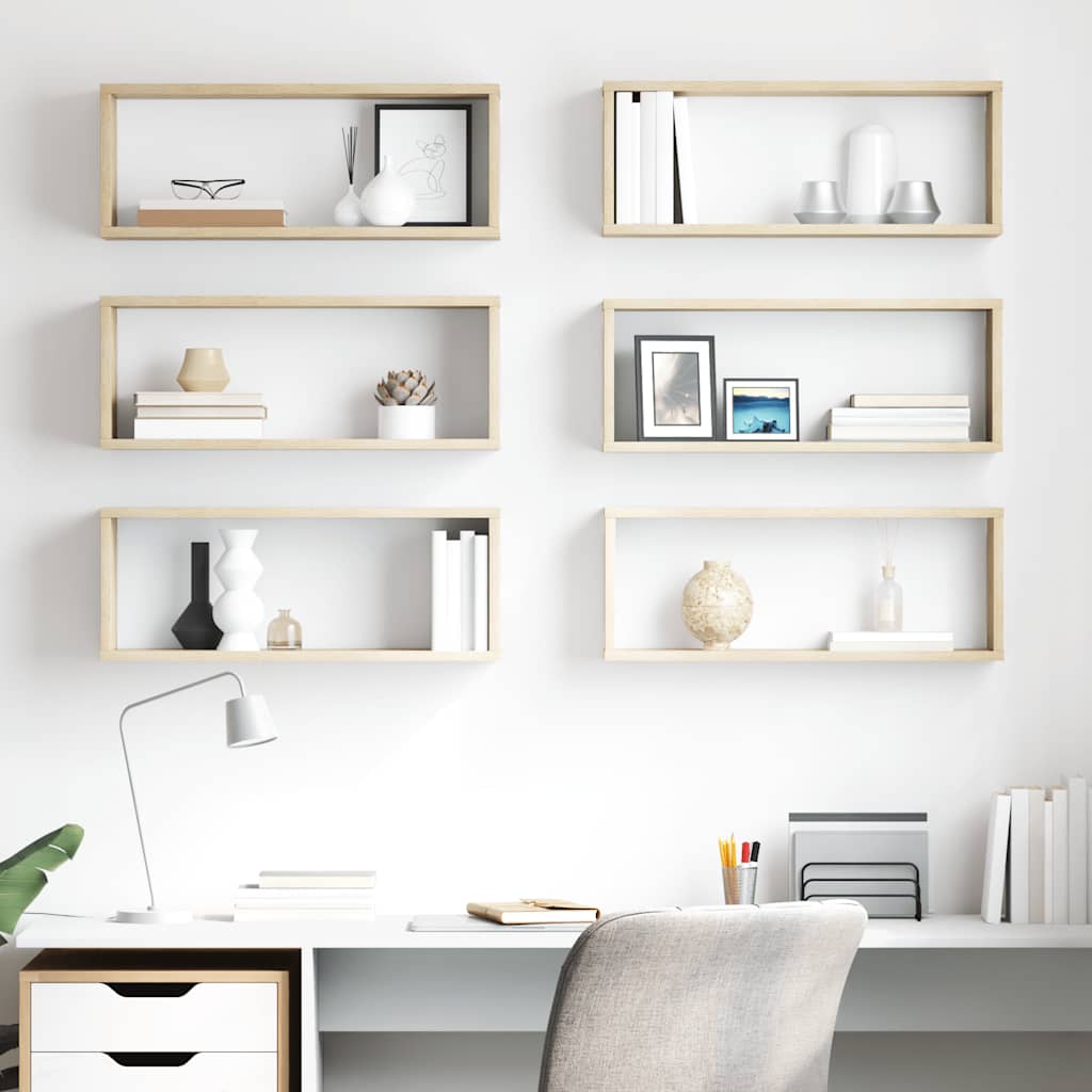 Wall Cube Shelf 6 pcs Sonoma Oak 60x15x23 cm Engineered Wood