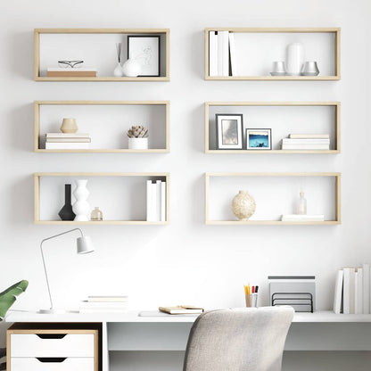 Wall Cube Shelf 6 pcs Sonoma Oak 60x15x23 cm Engineered Wood